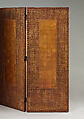 Three-paneled screen, Louis C. Tiffany (American, New York 1848–1933 New York), Embossed Japanese leather paper, vermilion and gold leaf on wood frame, American